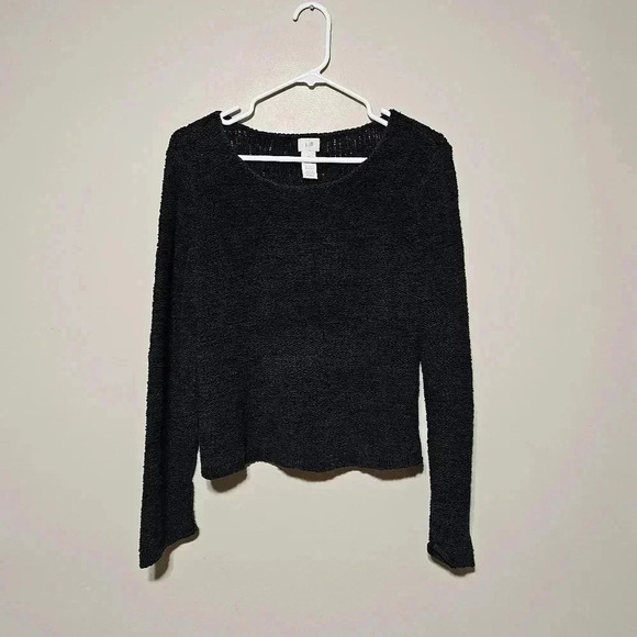 J. Jill Long Sleeve sweater Women's Medium Petite MP Black Knit Lines Blend - Picture 1 of 6